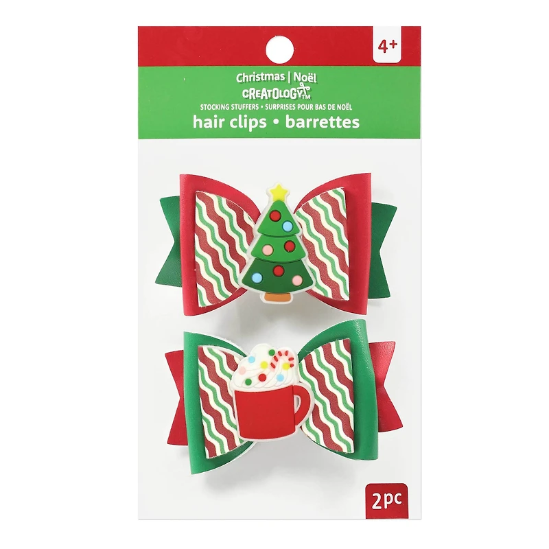Christmas Tree & Cocoa Bow Hair Clips by Creatology™