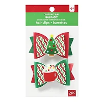 Christmas Tree & Cocoa Bow Hair Clips by Creatology™