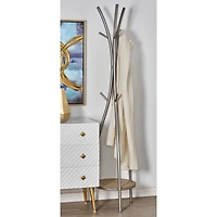 Silver Metal Modern Coat Rack, 73" x  17" x  17"