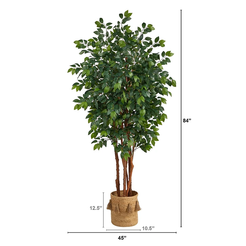 7ft. Sakaki Artificial Tree in Handmade Natural Jute Planter with Tassels