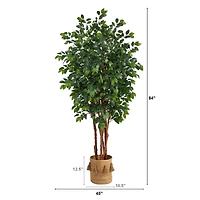 7ft. Sakaki Artificial Tree in Handmade Natural Jute Planter with Tassels