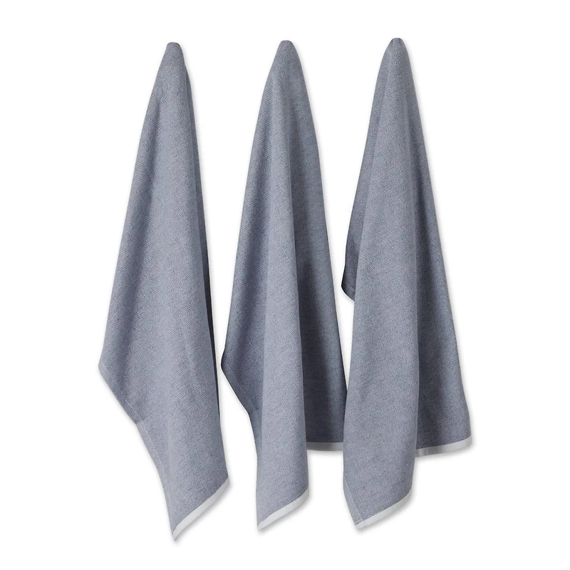 DII® French Blue Chambray Terry Dishtowels, 3ct.