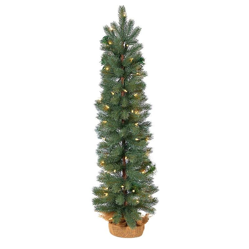 3ft. Pre-Lit Green Pine Artificial Christmas Tree with Burlap Base, Warm White Lights