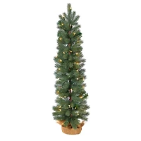 3ft. Pre-Lit Green Pine Artificial Christmas Tree with Burlap Base, Warm White Lights