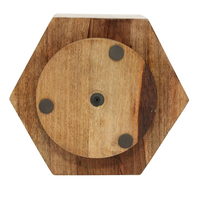 10" Natural Brown Wood Rustic Lazy Susan Caddy