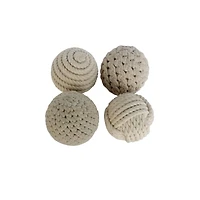 4" Natural Brown Rope Orb Accent Set