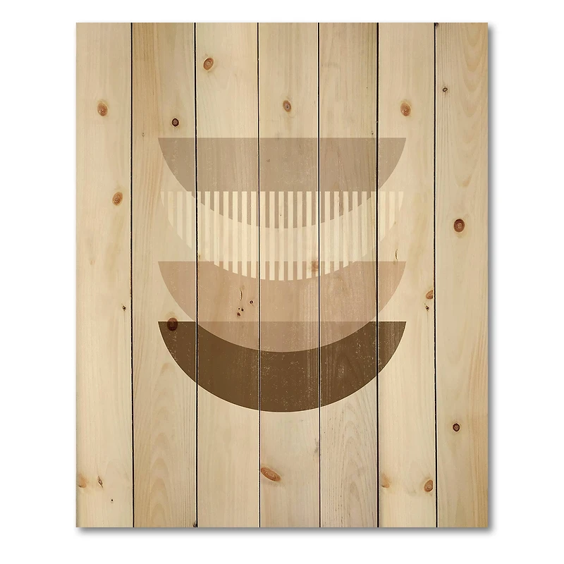 Designart - Abstract Sun Moon Geometric Print III - Modern Print on Natural Pine Wood