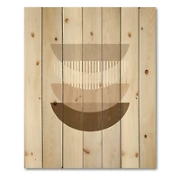 Designart - Abstract Sun Moon Geometric Print III - Modern Print on Natural Pine Wood
