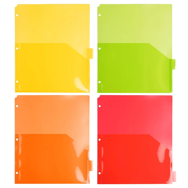 JAM Paper 9.75" x 11.5" 8-Tab Plastic Index Tab Dividers with Double Pockets 