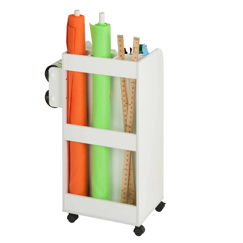 Honey Can Do 3-Drawer White Rolling Craft Cart with Drawers & Slotted Compartments