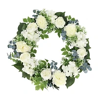 26" Artificial Peony, Hydrangea & Rose Floral Spring Wreath