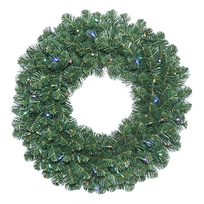 20" Pre-Lit Oregon Fir Artificial Christmas Wreath, Multi-Colored LED Wide Angle Lights