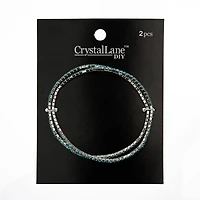 Crystal Lane DIY Silver & Aquamarine Rhinestones Bracelets, 2ct.