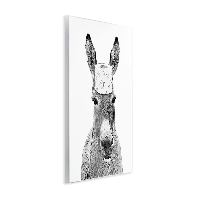 Stupell Industries Donkey Toilet Paper Funny Bathroom Wall Plaque Art