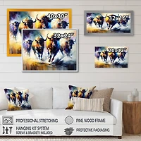 Designart 'Buffalo's Running' Animals Canvas Wall Art
