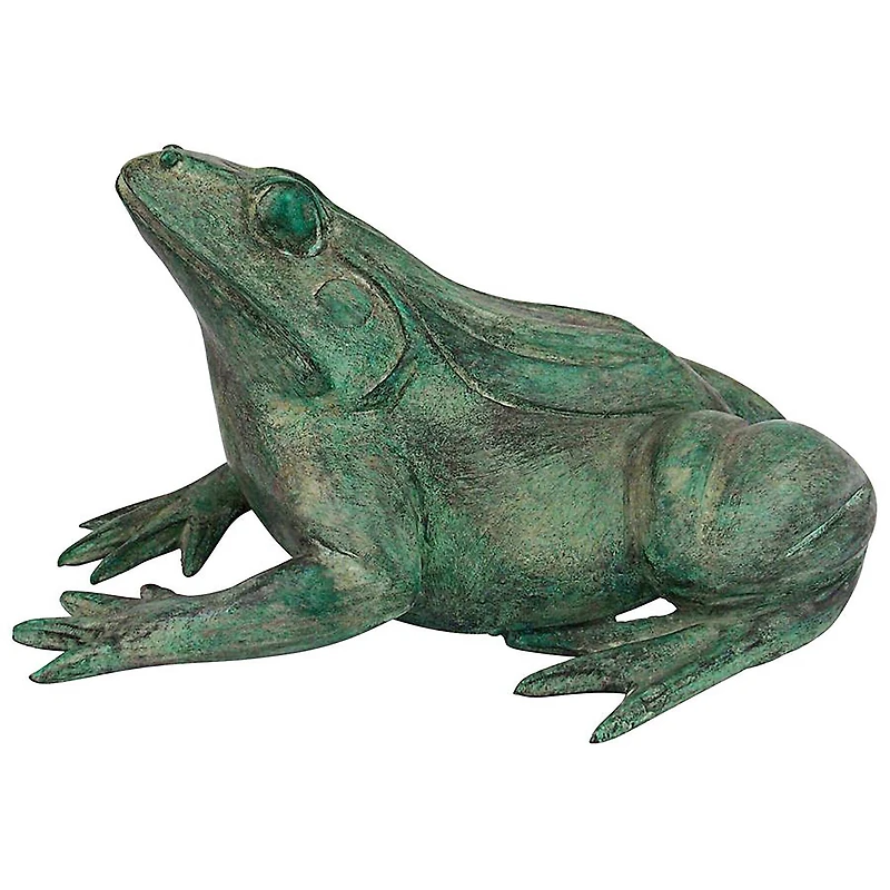 Design Toscano 11" Piped Cast Bronze Bull Frog Garden Statue