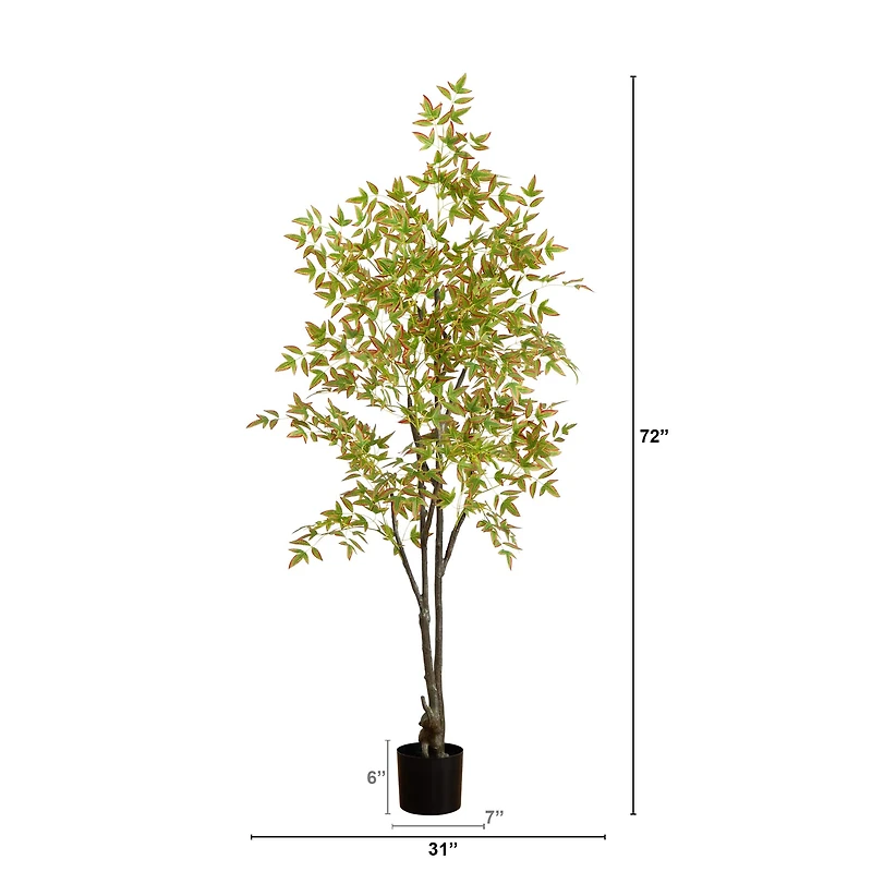 6ft. Green Autumn Nandina Artificial Potted Tree