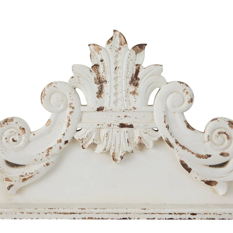 White Wood French Country Carved Wall Decor 14" x 39" x 3"