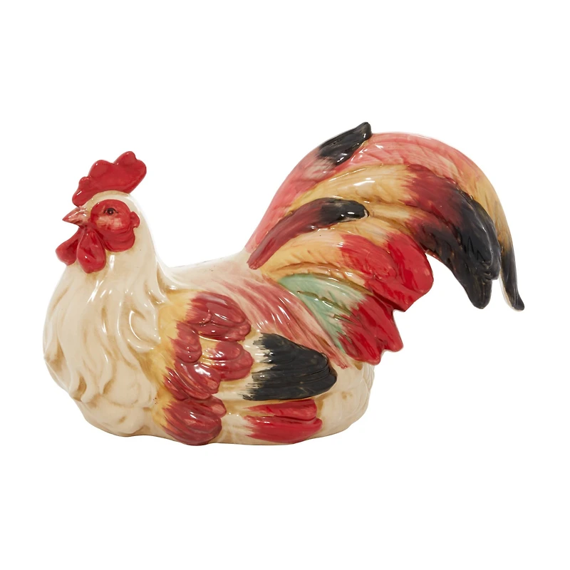 15" Red Ceramic Farmhouse Bird Garden Sculpture