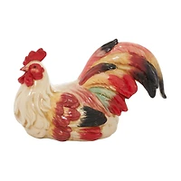 15" Red Ceramic Farmhouse Bird Garden Sculpture