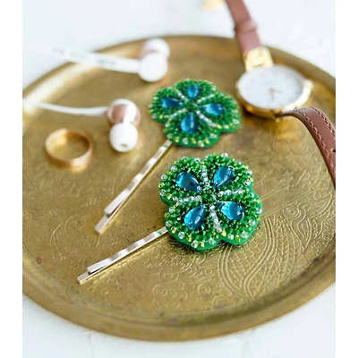 Abris Art Clover for Good Luck Hairpin Bead Embroidery Decoration Kit
