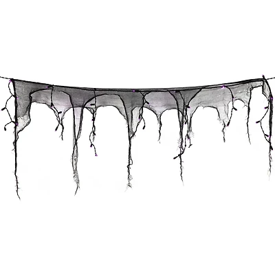 4ft. Pre-Lit Purple LED Halloween Black Gauze Drape Lights