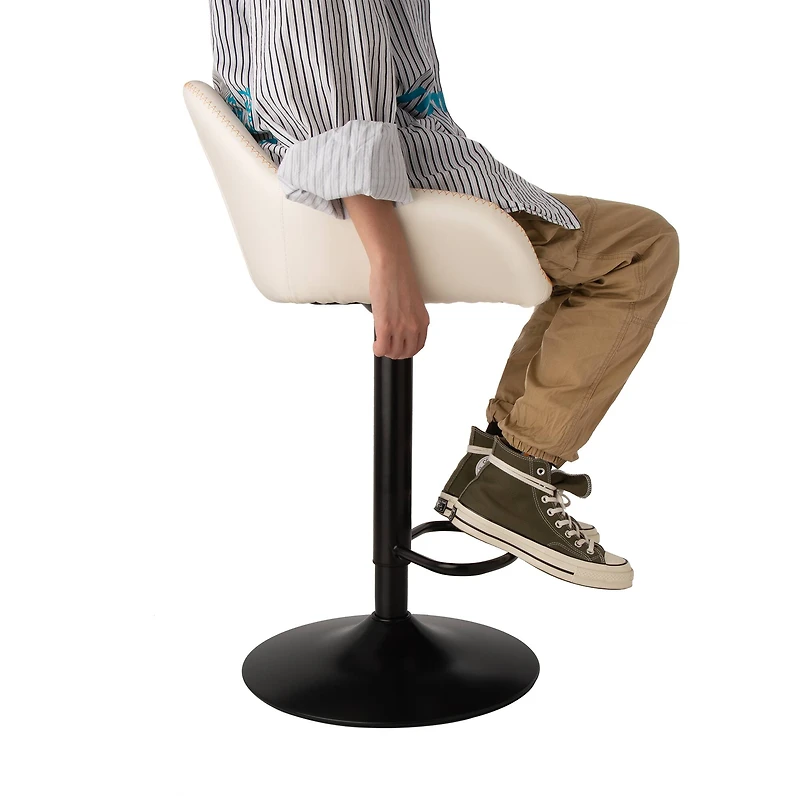 Glitzhome® Mid-Century Leatherette Gaslift Adjustable Swivel Bar Stool Set