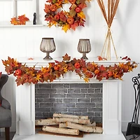 6ft. Autumn Maple Leaf, Pumpkin, Gourd & Berry Fall Garland