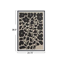 Hello Honey® 36.5" Black & Cream Flowers Framed Wall Decoration