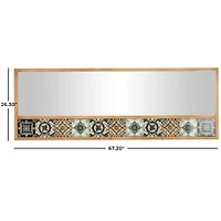 67" x 26" Brown Wood Wall Mirror with Mosaic Edge