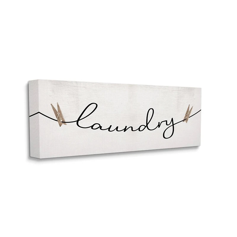 Stupell Industries Clothespins on the Laundry Line Typography Canvas Wall Art