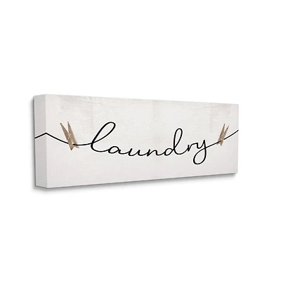 Stupell Industries Clothespins on the Laundry Line Typography Canvas Wall Art