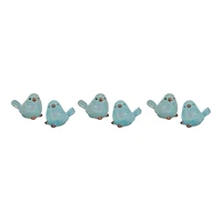 Blue Iridescent Ceramic Bird Figurines Set