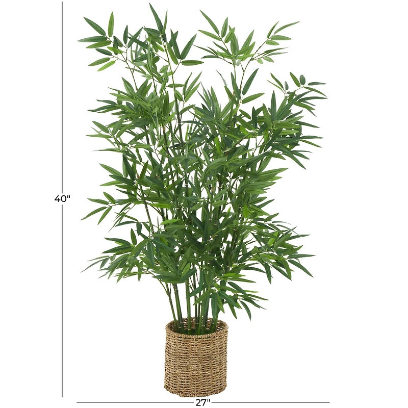 40" Green Realistic Foliage Plant in Brown Seagrass Pot