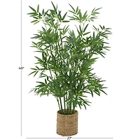 40" Green Realistic Foliage Plant in Brown Seagrass Pot