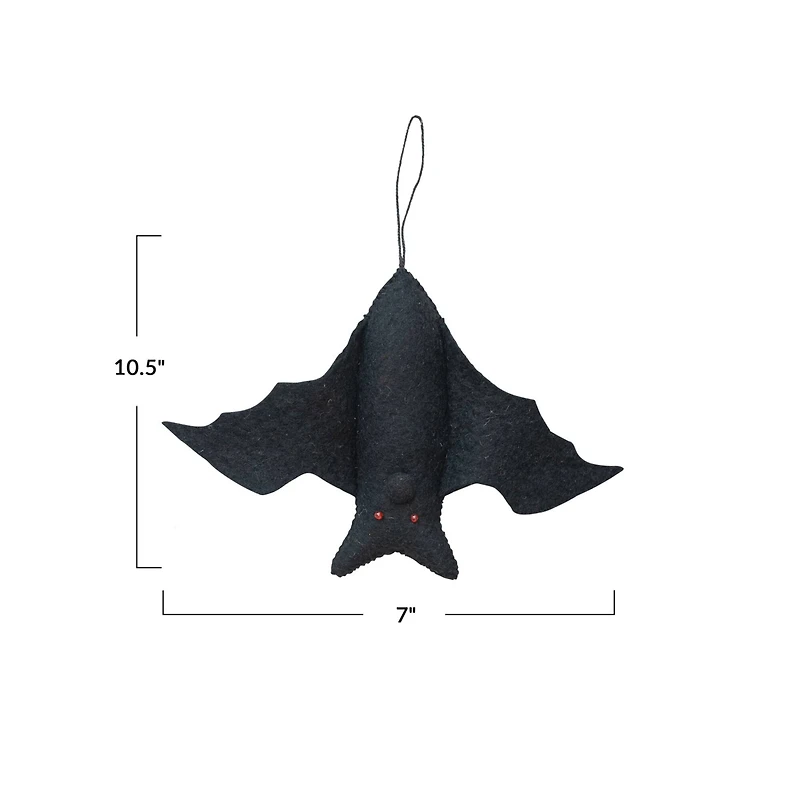 Hello Honey® Black Wool Felt Bat Ornament