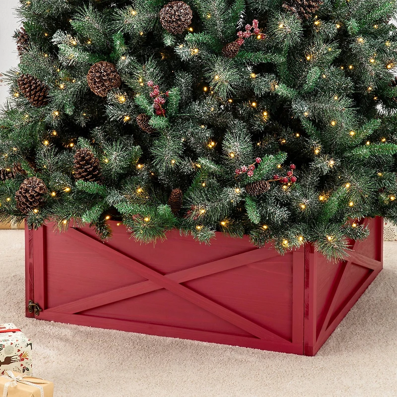 Glitzhome® 32" Red Wooden Tree Collar