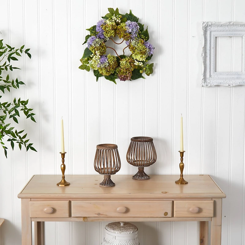 22” Purple & Green Hydrangea Wreath