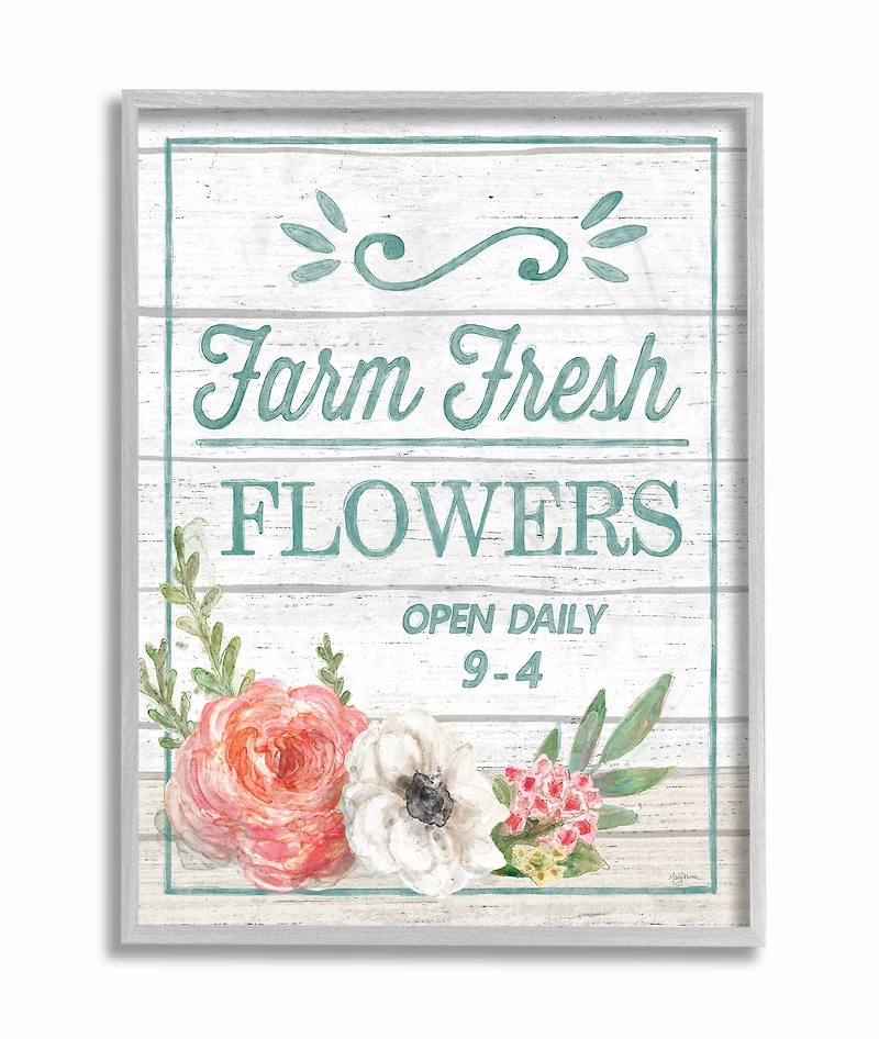Stupell Industries Farm Fresh Flowers Gray Framed Wall Art