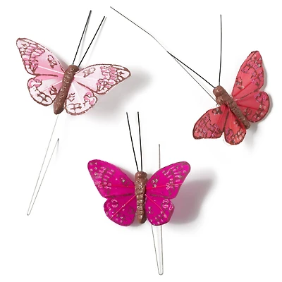 18 Packs: 3 ct. (54 total) Mini Pink Feather Butterflies by Ashland®