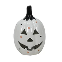 7.25" White Jack-o'-Lantern LED Ceramic Tabletop Décor by Ashland®
