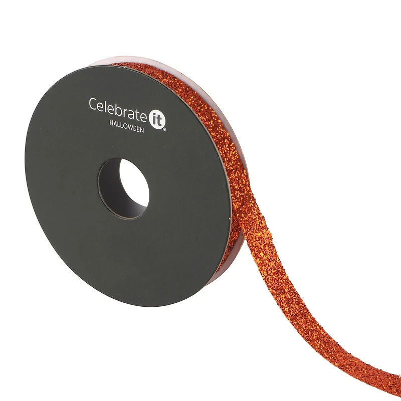 3/8" x 4yd. Orange Glitter Ribbon by Celebrate It® Halloween