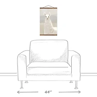 Creamy White Llama Teak Hanging Canvas