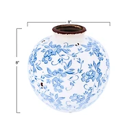 Hello Honey® 8" Blue & White Crackle Floral Terra Cotta Vase