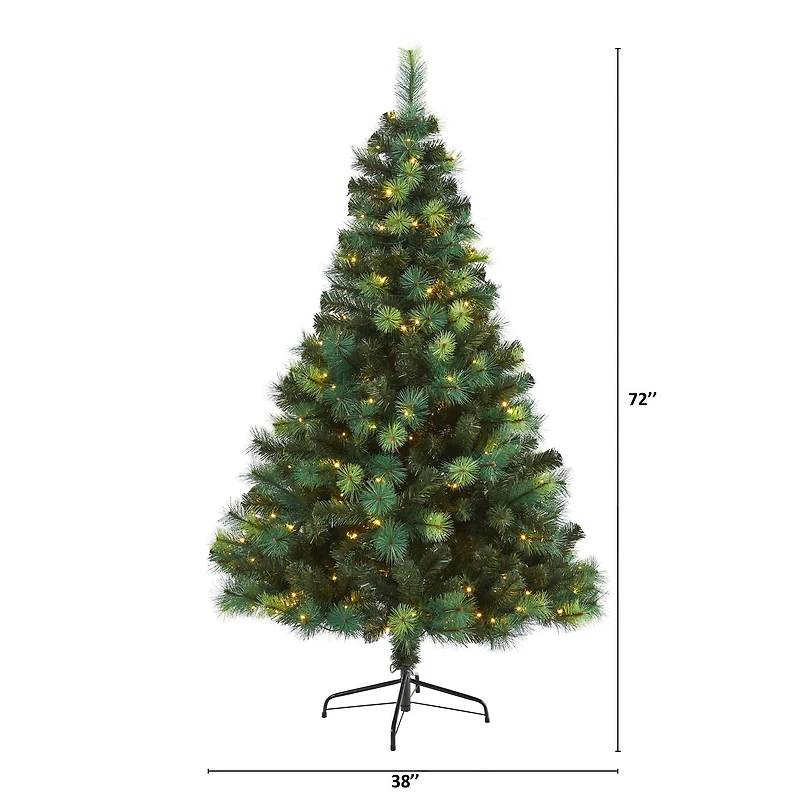 6ft. Pre-Lit Mixed Green Scotch Pine Artificial Christmas Tree with LED Lights