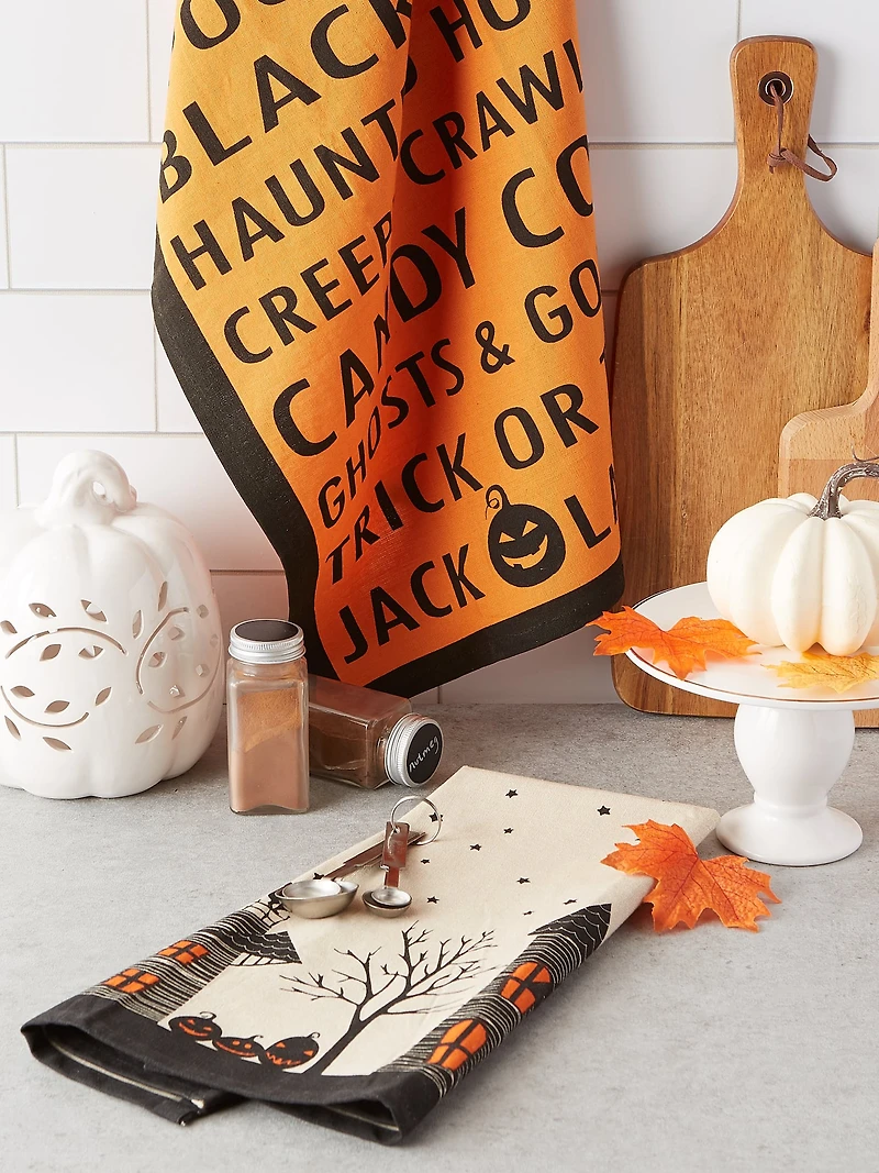 DII® Haunted Hollow Printed Dishtowels Set