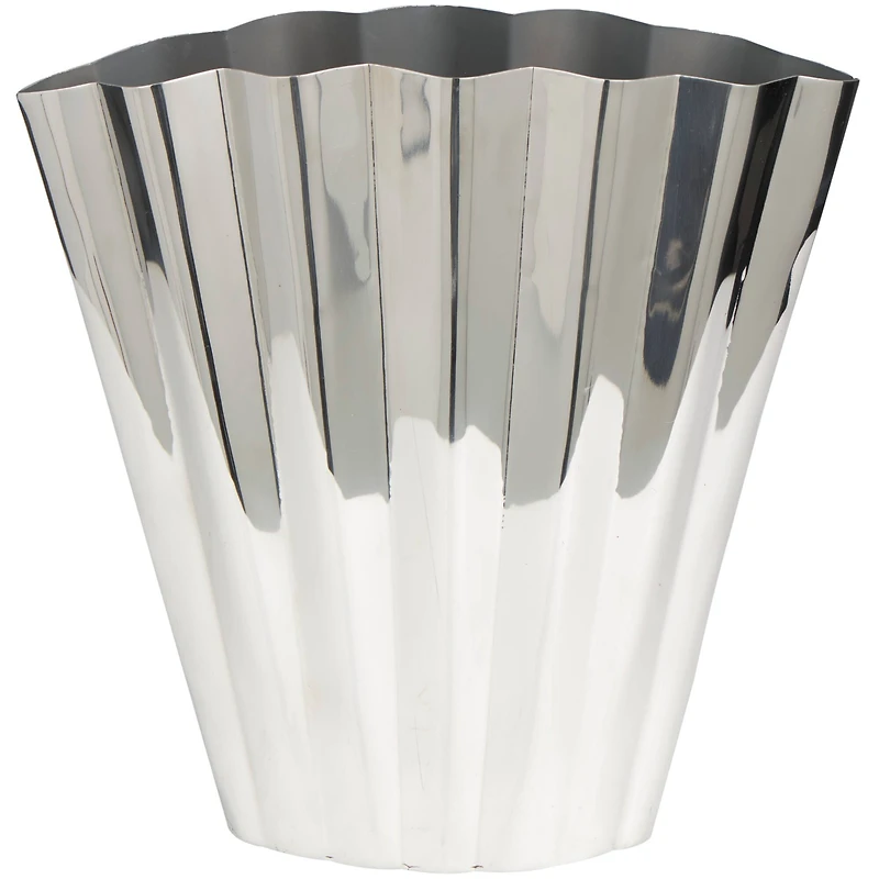 15" Silver Stainless Steel Vase with Zig Zag Edging