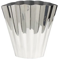 15" Silver Stainless Steel Vase with Zig Zag Edging