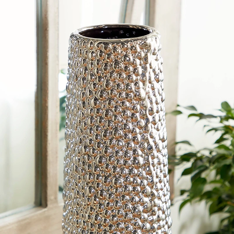 Silver Ceramic Glam Vase, 26" x 7" x 7"