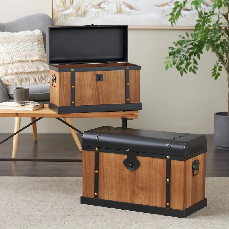 Brown & Black Decorative Trunk Set